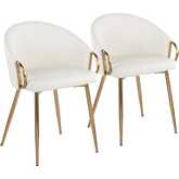 Claire Dining Accent Chair in Gold & White Leatherette (Set of 2)